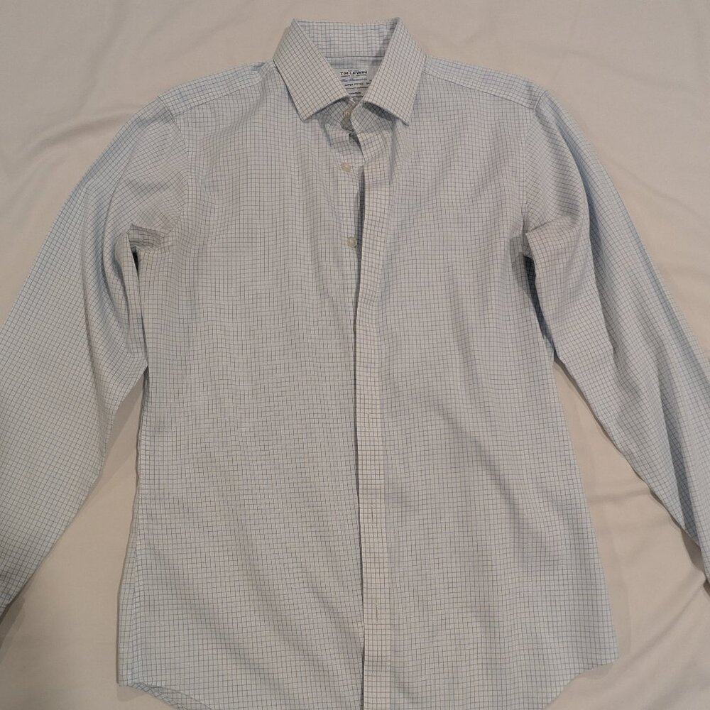 T.M. Lewin Men's Long Sleeve Dress Shirt 15.5/ 33 Super Fitted Non Iron